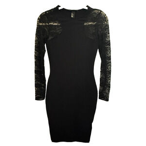 H&M Women’s Black Lace Long Sleeve Bodycon Dress XS Party Cocktail Evening